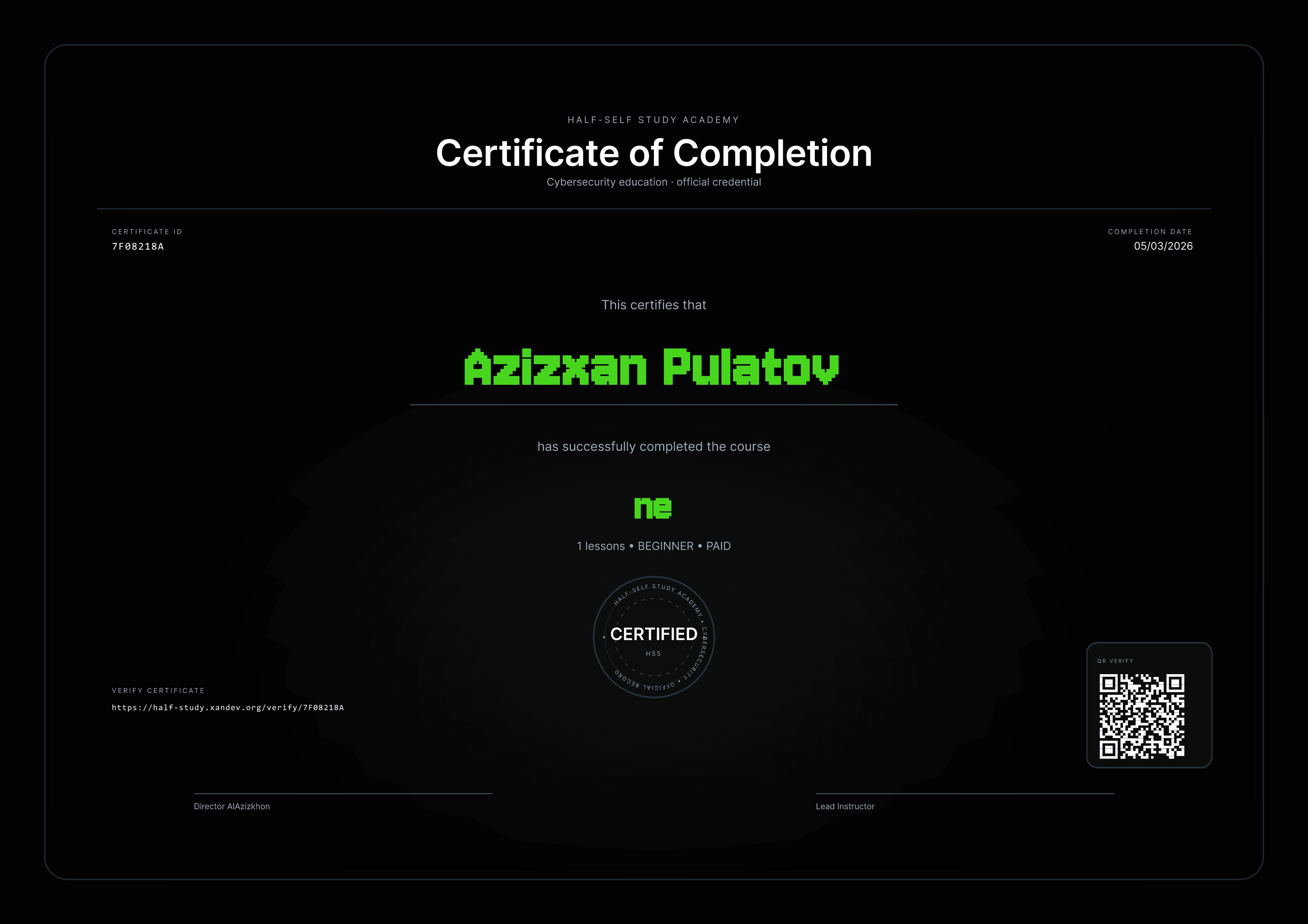 Certificate preview